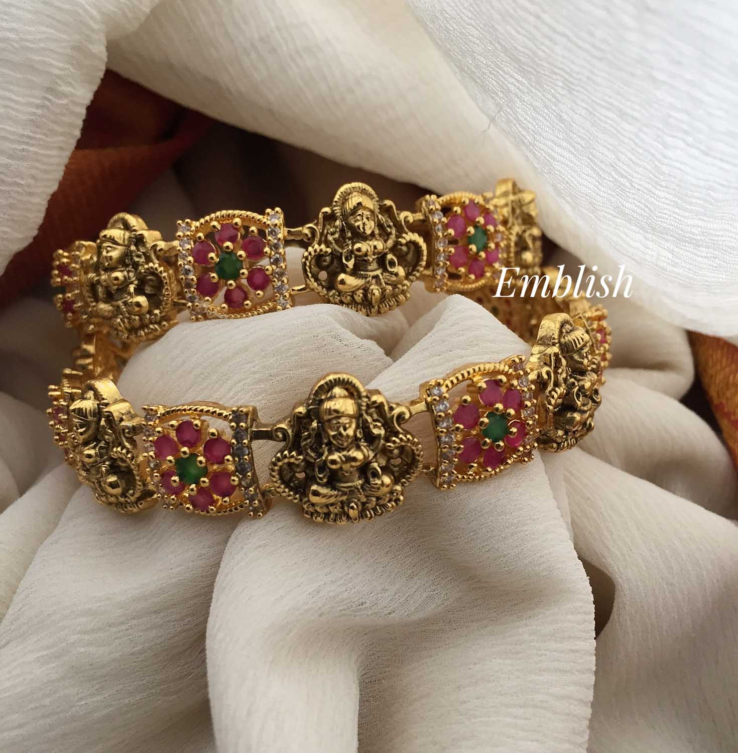 Antique Lakshmi Ad flower bangle